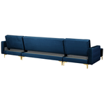 Schlafsofa U-förmig Samtstoff Marineblau mit Ottomane ABERDEEN