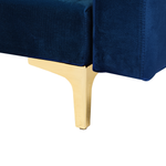 Schlafsofa U-förmig Samtstoff Marineblau mit Ottomane ABERDEEN