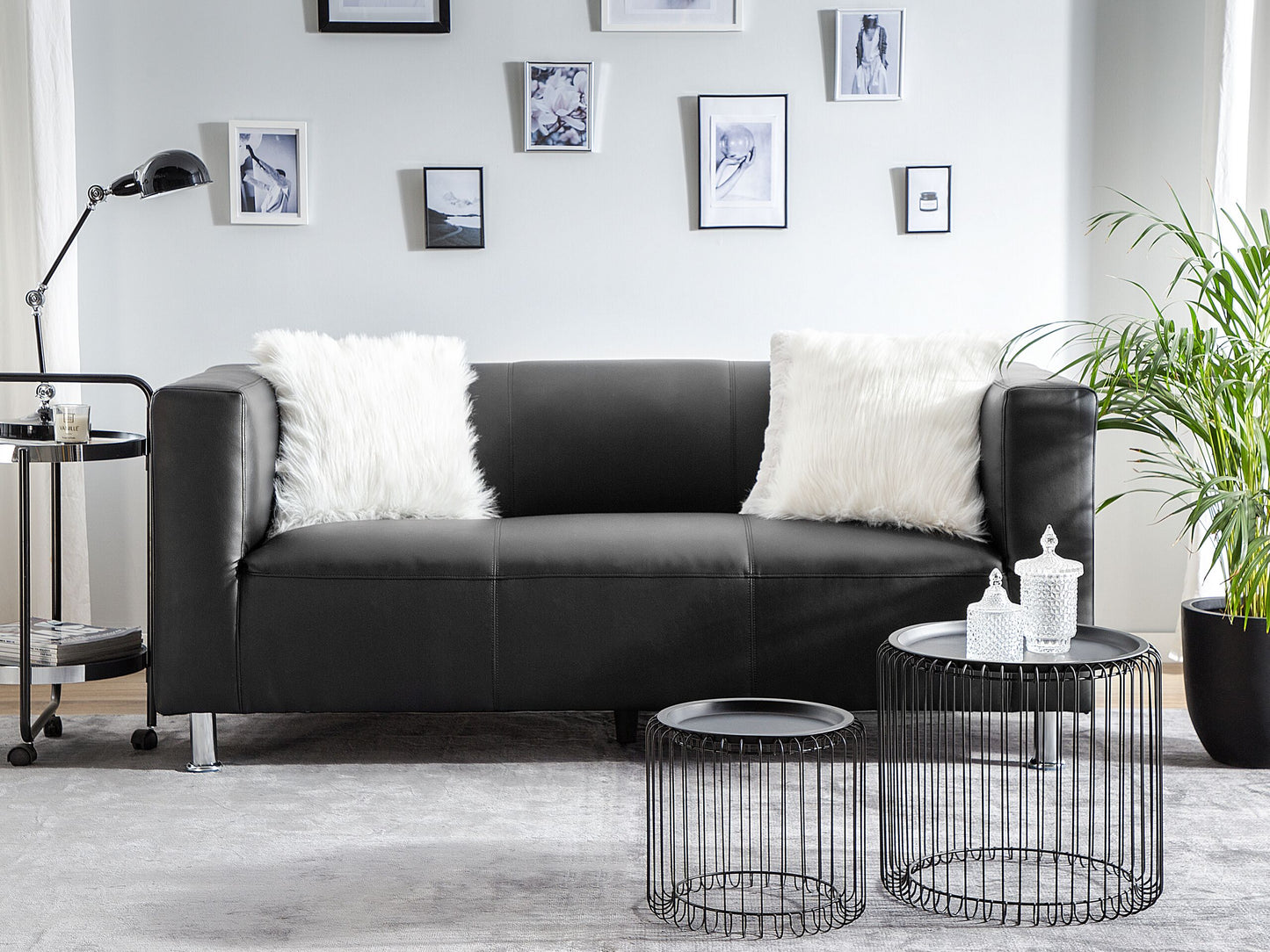 3-Sitzer Sofa Kunstleder schwarz FLORO