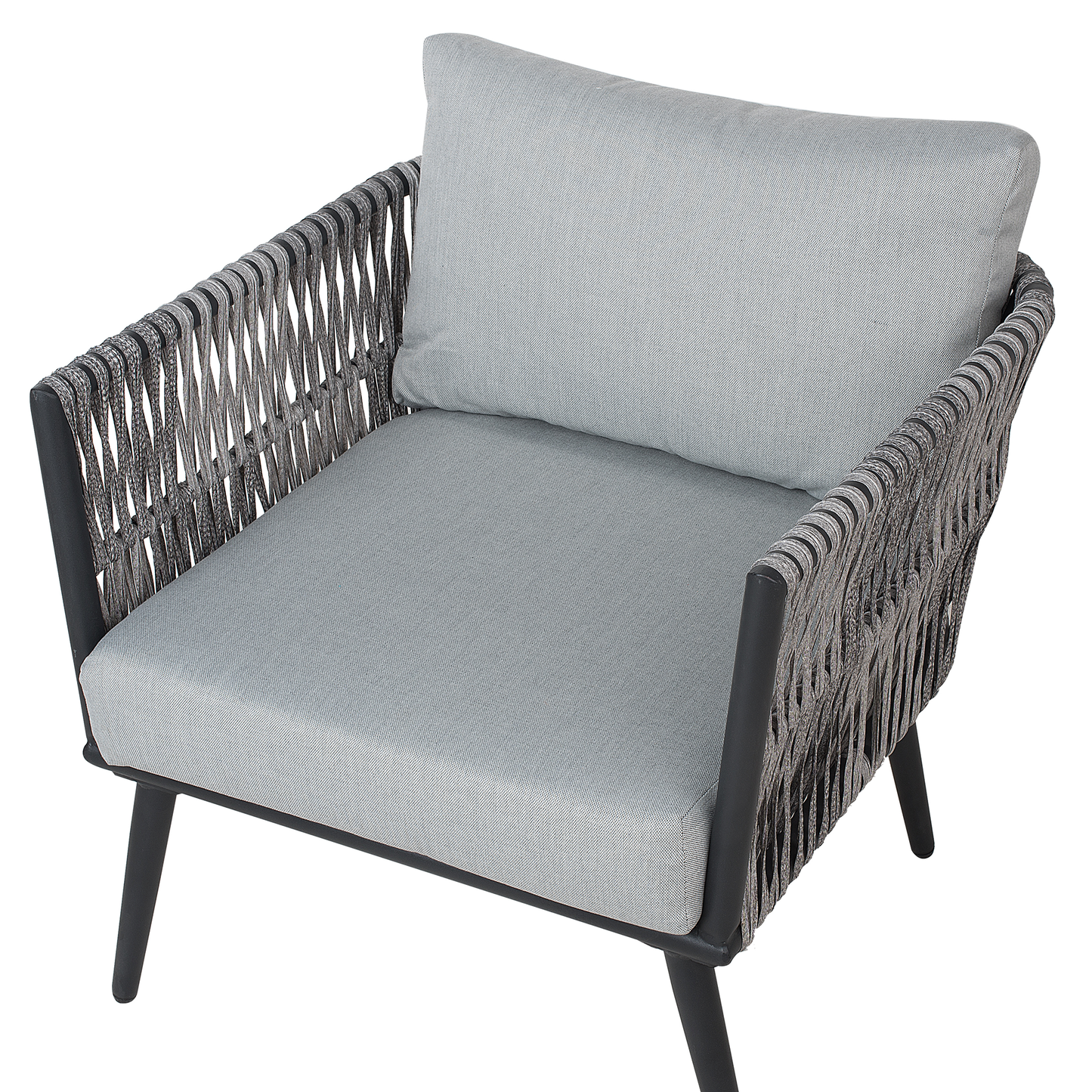 Lounge Set mit Tisch 4-Sitzer PREVEZA Polyrattan Grau