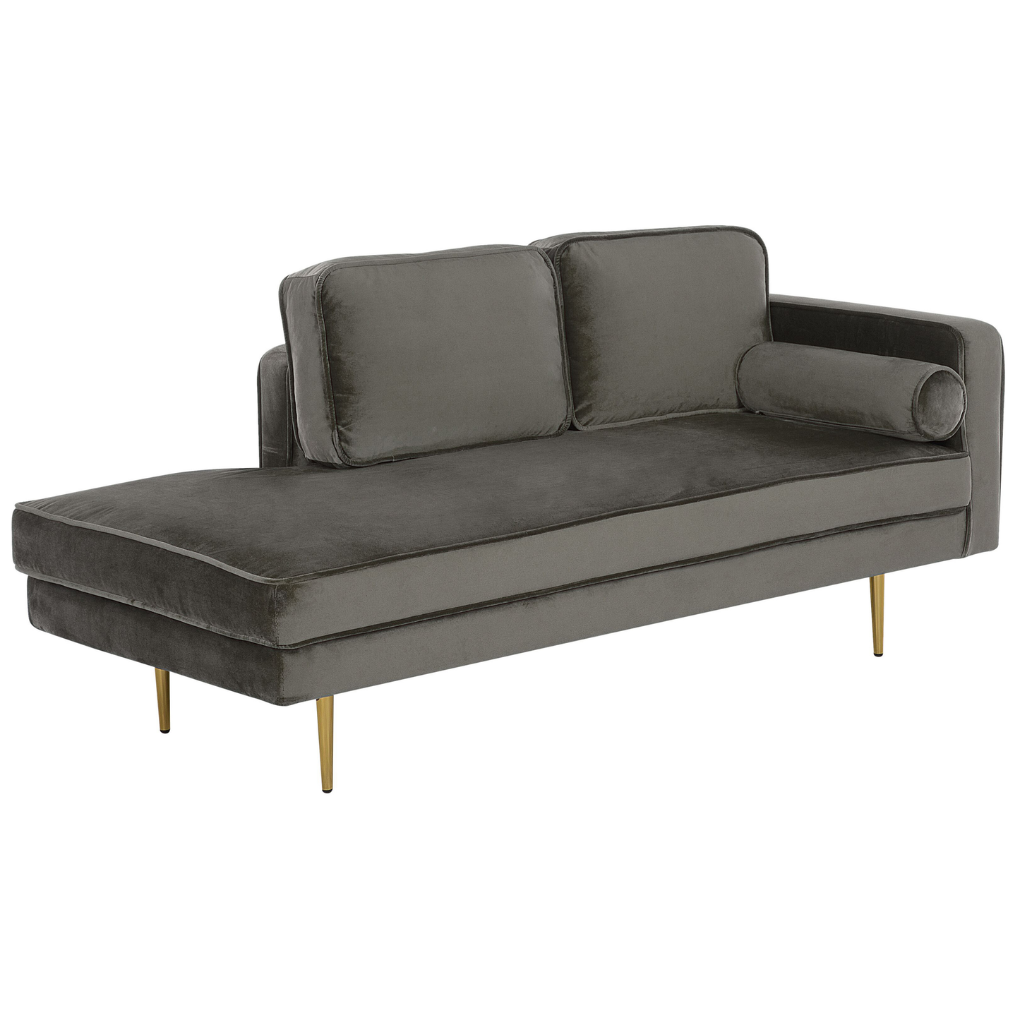 Chaiselongue Samtstoff taupe rechtsseitig MIRAMAS