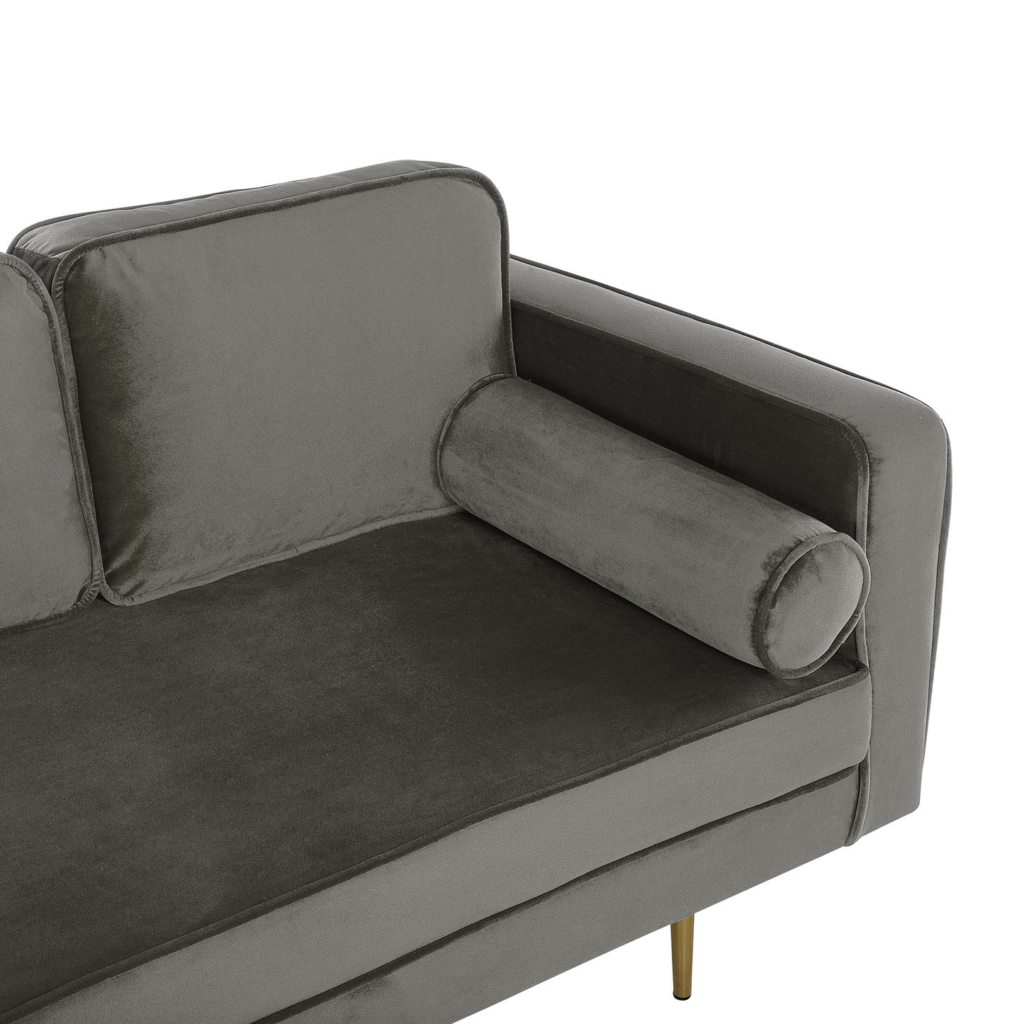 Chaiselongue Samtstoff taupe rechtsseitig MIRAMAS