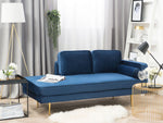 Chaiselongue Samtstoff marineblau rechtsseitig MIRAMAS