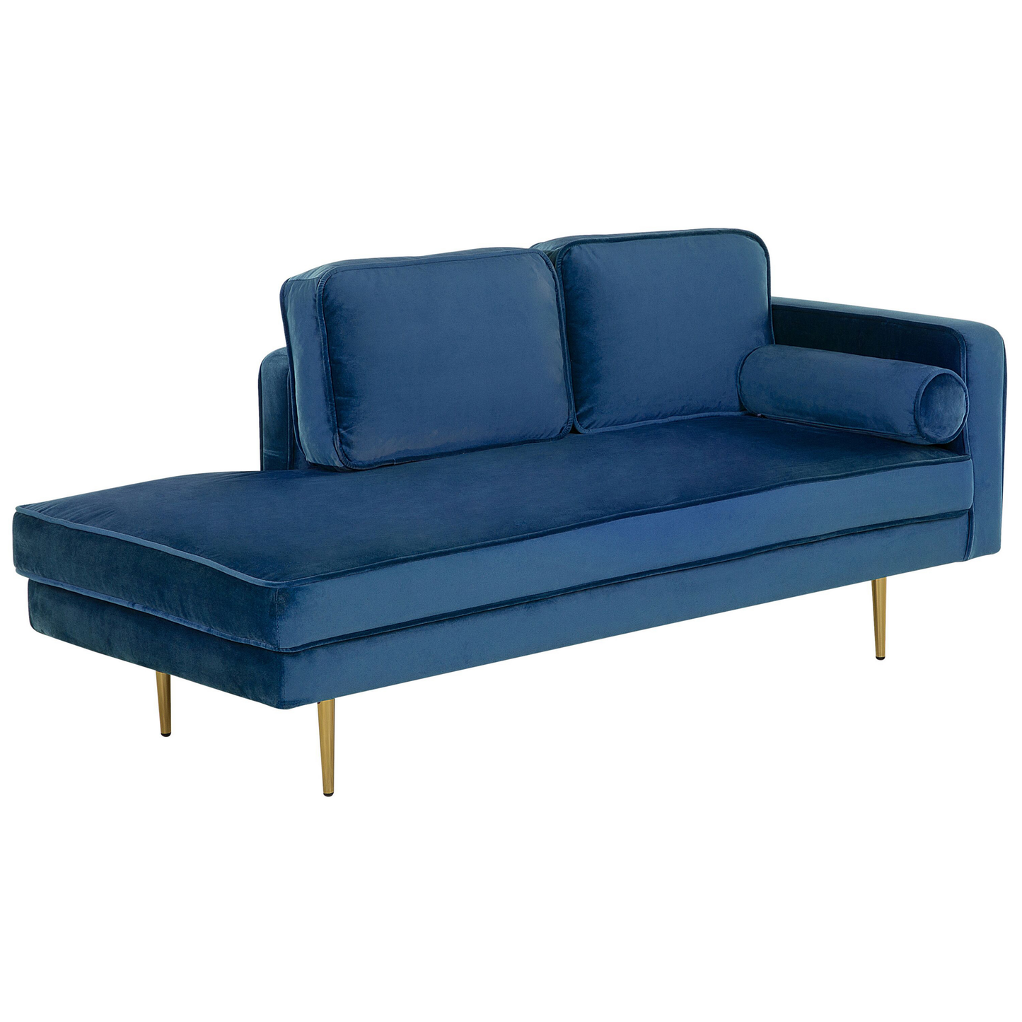 Chaiselongue Samtstoff marineblau rechtsseitig MIRAMAS