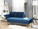 Chaiselongue Samtstoff marineblau linksseitig MIRAMAS