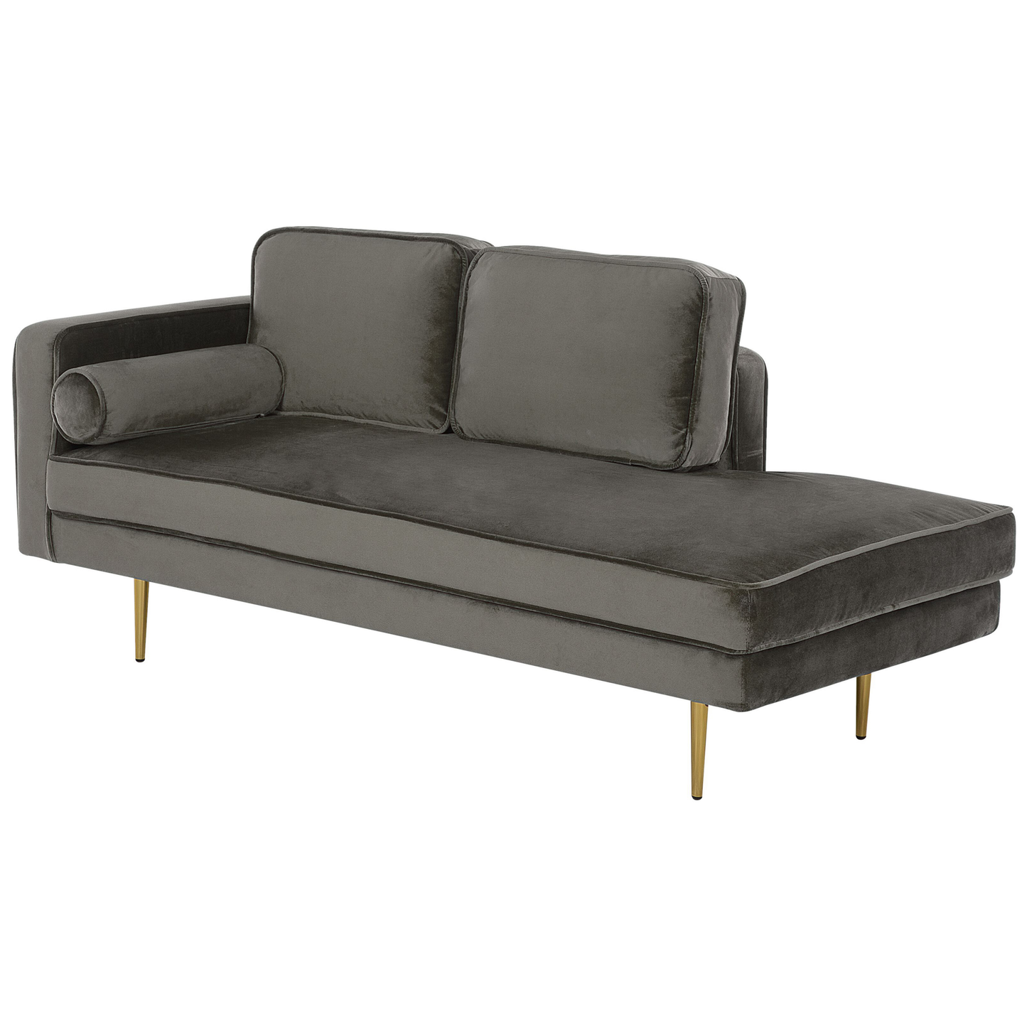 Chaiselongue Samtstoff taupe linksseitig MIRAMAS
