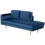 Chaiselongue Samtstoff marineblau linksseitig MIRAMAS