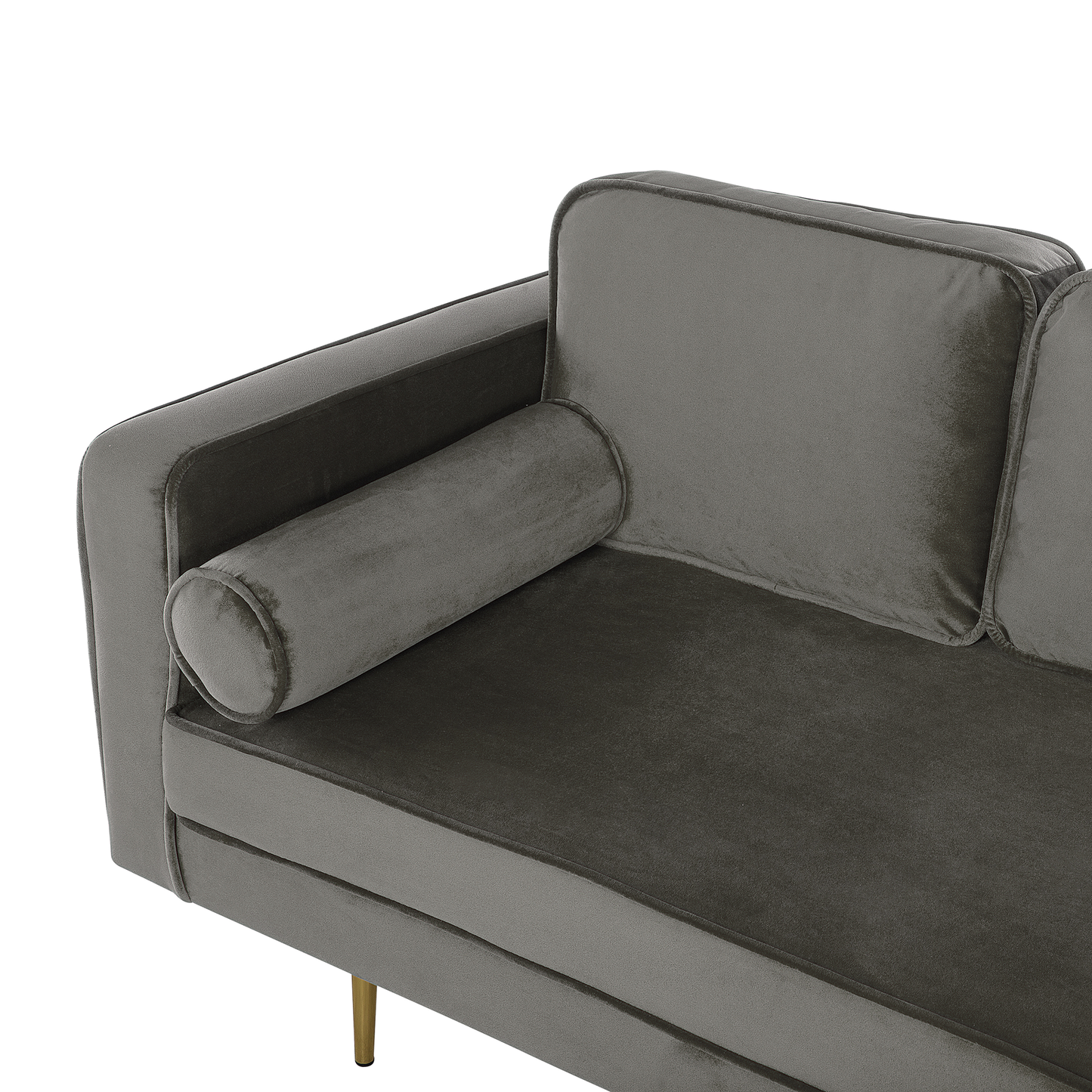 Chaiselongue Samtstoff taupe linksseitig MIRAMAS