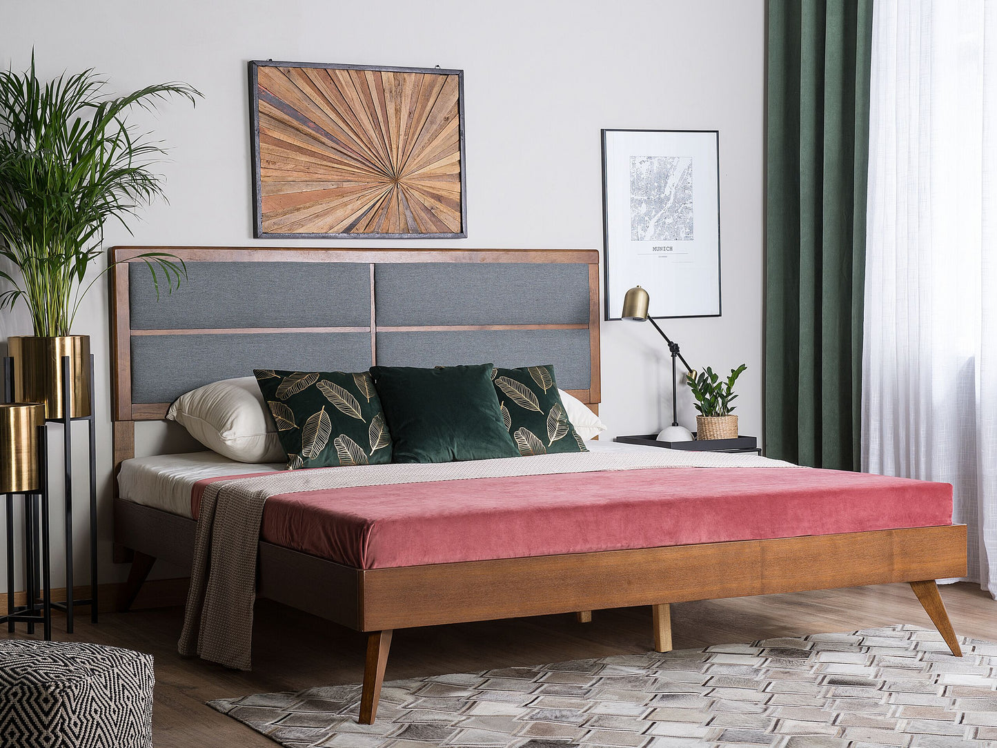 Bett mit Lattenrost POISSY 160 x 200 cm Dunkle Esche