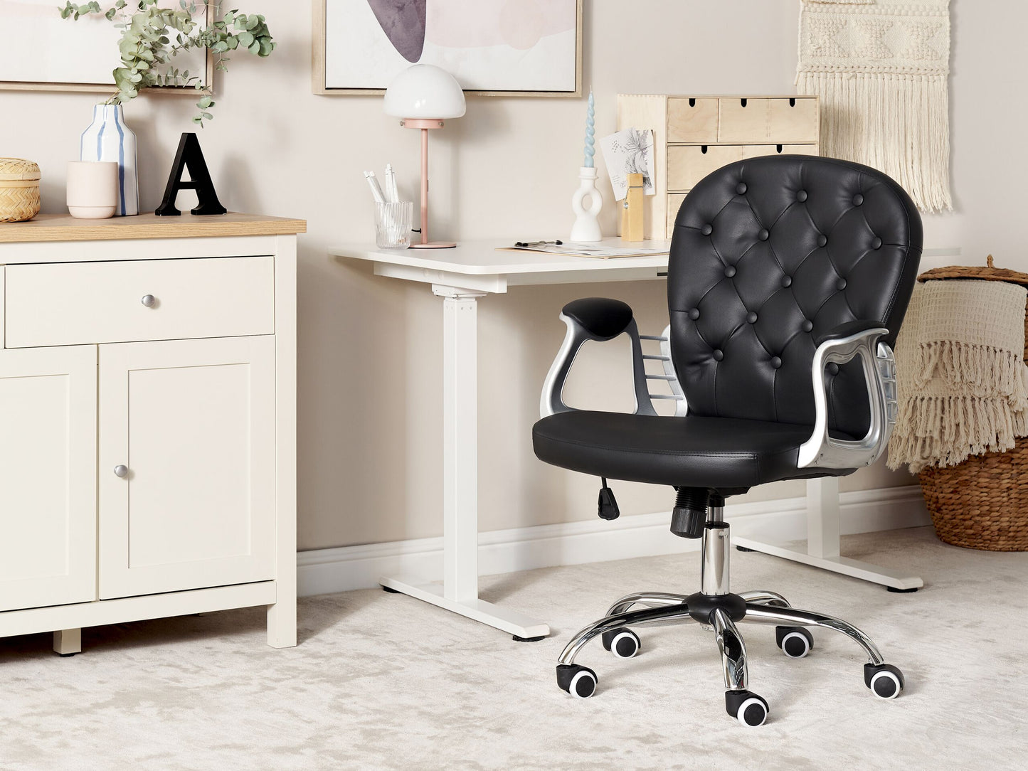 Bürostuhl drehbar PRINCESS Kunstleder Schwarz