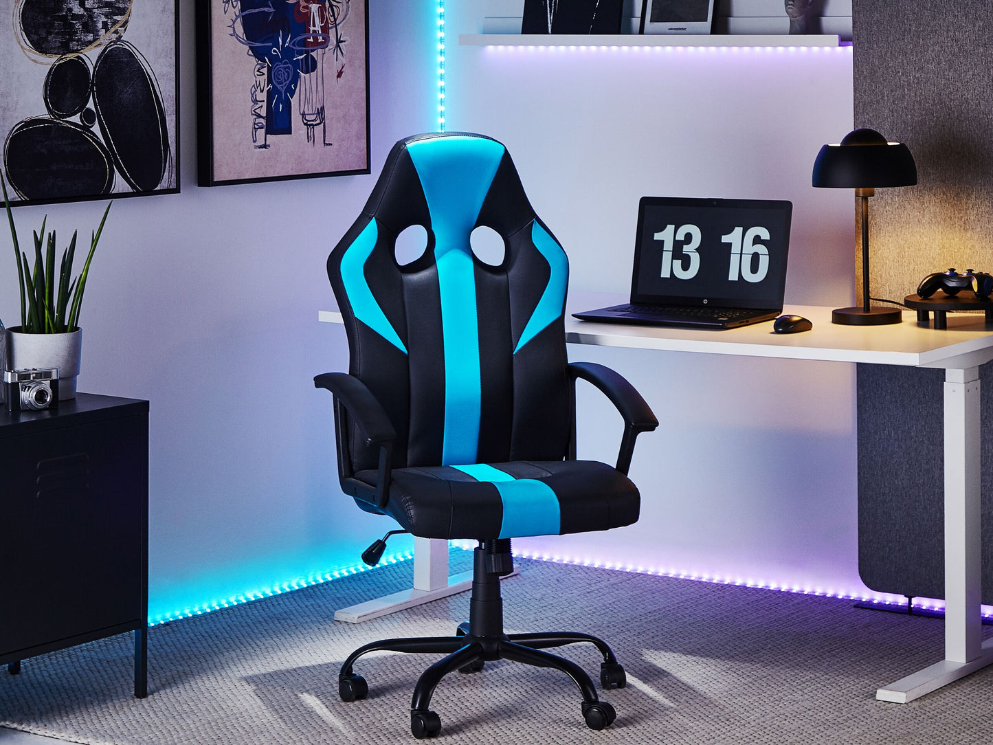 Bürostuhl drehbar SUCCESS Kunstleder Türkis