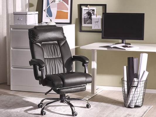 Chefsessel Kunstleder Schwarz LUXURY