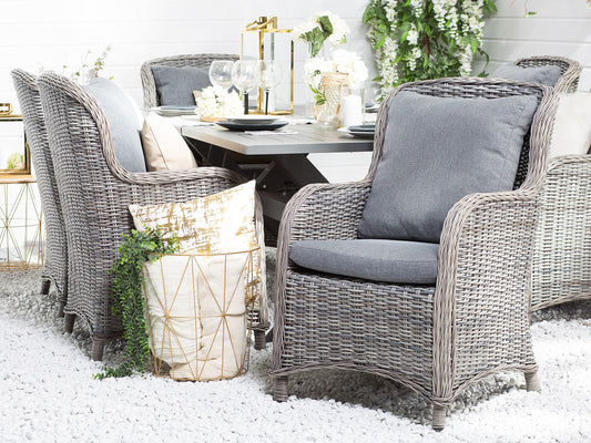 Set mit 2 Stühlen und Sitzkissen CASCAIS Polyrattan Grau