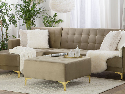 Ottomane ABERDEEN Samtstoff Sandbeige