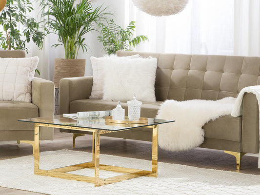 Schlafsofa 3-Sitzer Samtstoff sandbeige ABERDEEN