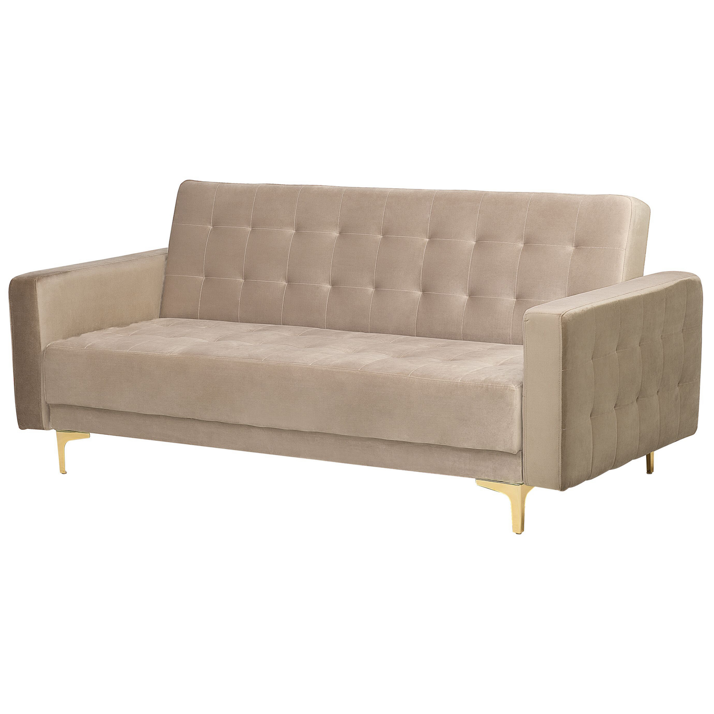 Schlafsofa 3-Sitzer Samtstoff sandbeige ABERDEEN