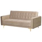Schlafsofa 3-Sitzer Samtstoff sandbeige ABERDEEN