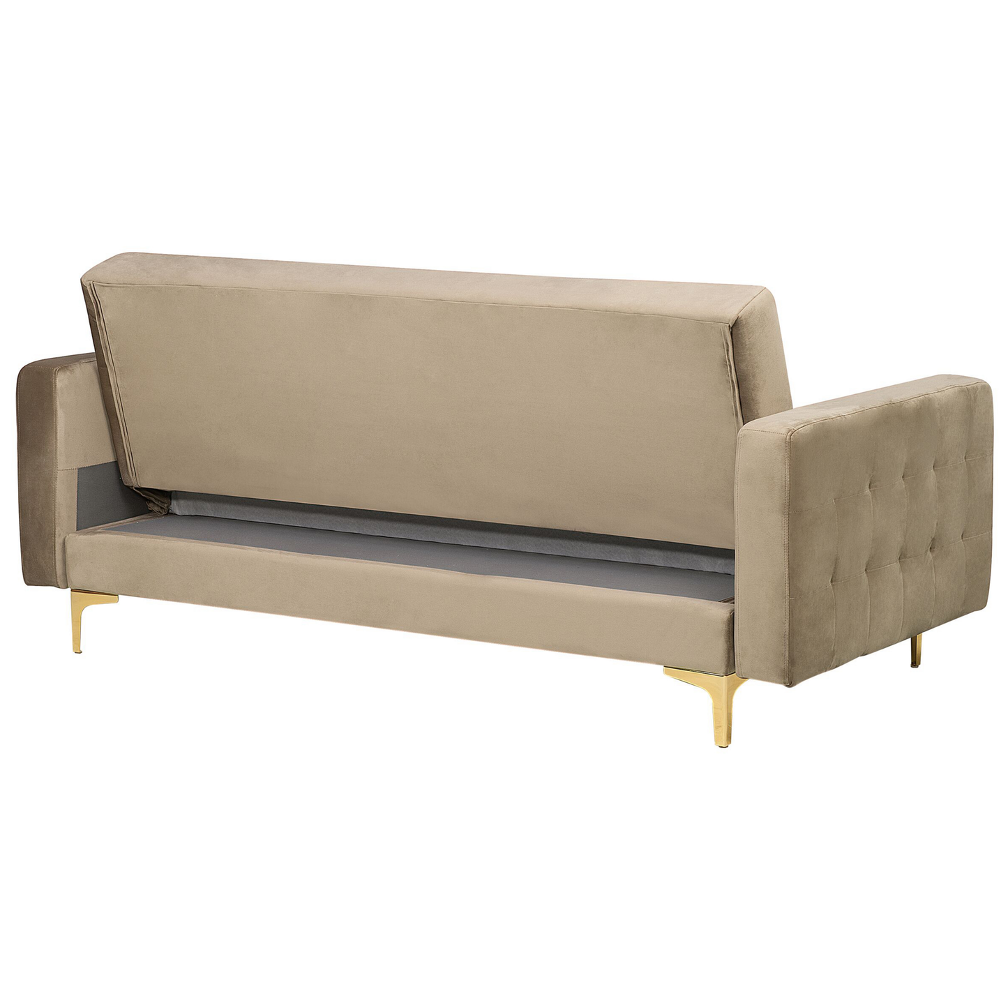 Schlafsofa 3-Sitzer Samtstoff sandbeige ABERDEEN