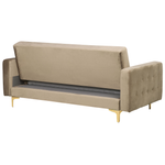 Schlafsofa 3-Sitzer Samtstoff sandbeige ABERDEEN