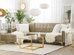 Ecksofa rechtsseitig Samtstoff sandbeige Schlaffunktion ABERDEEN