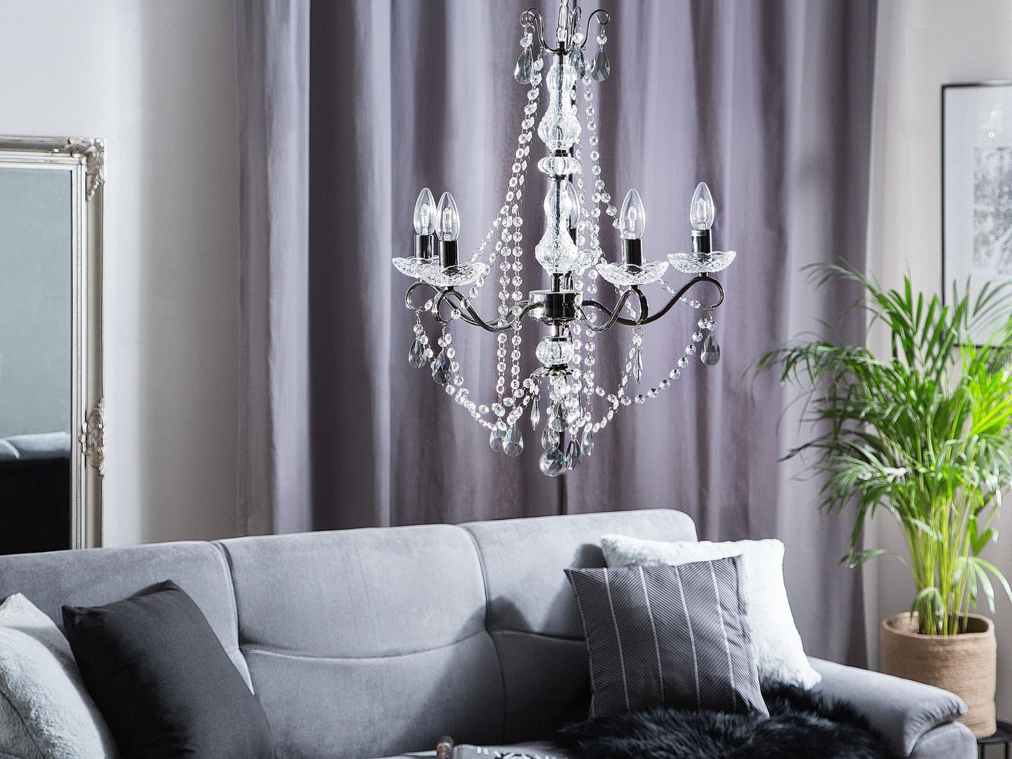 Kronleuchter Metall / Acrylglas schwarz Kristall-Optik 5-flammig TIEDA