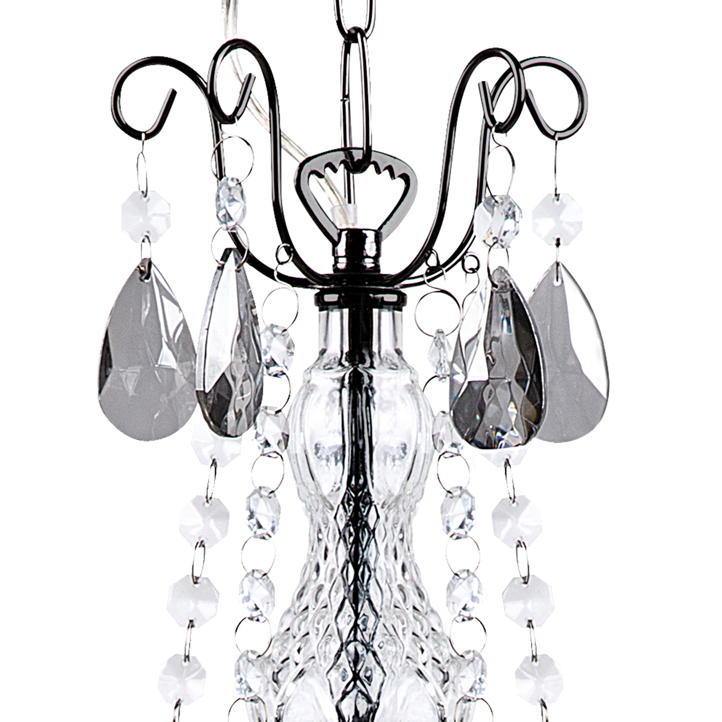 Kronleuchter Metall / Acrylglas schwarz Kristall-Optik 5-flammig TIEDA