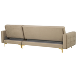 Schlafsofa Samtstoff sandbeige linksseitig mit Ottomane ABERDEEN