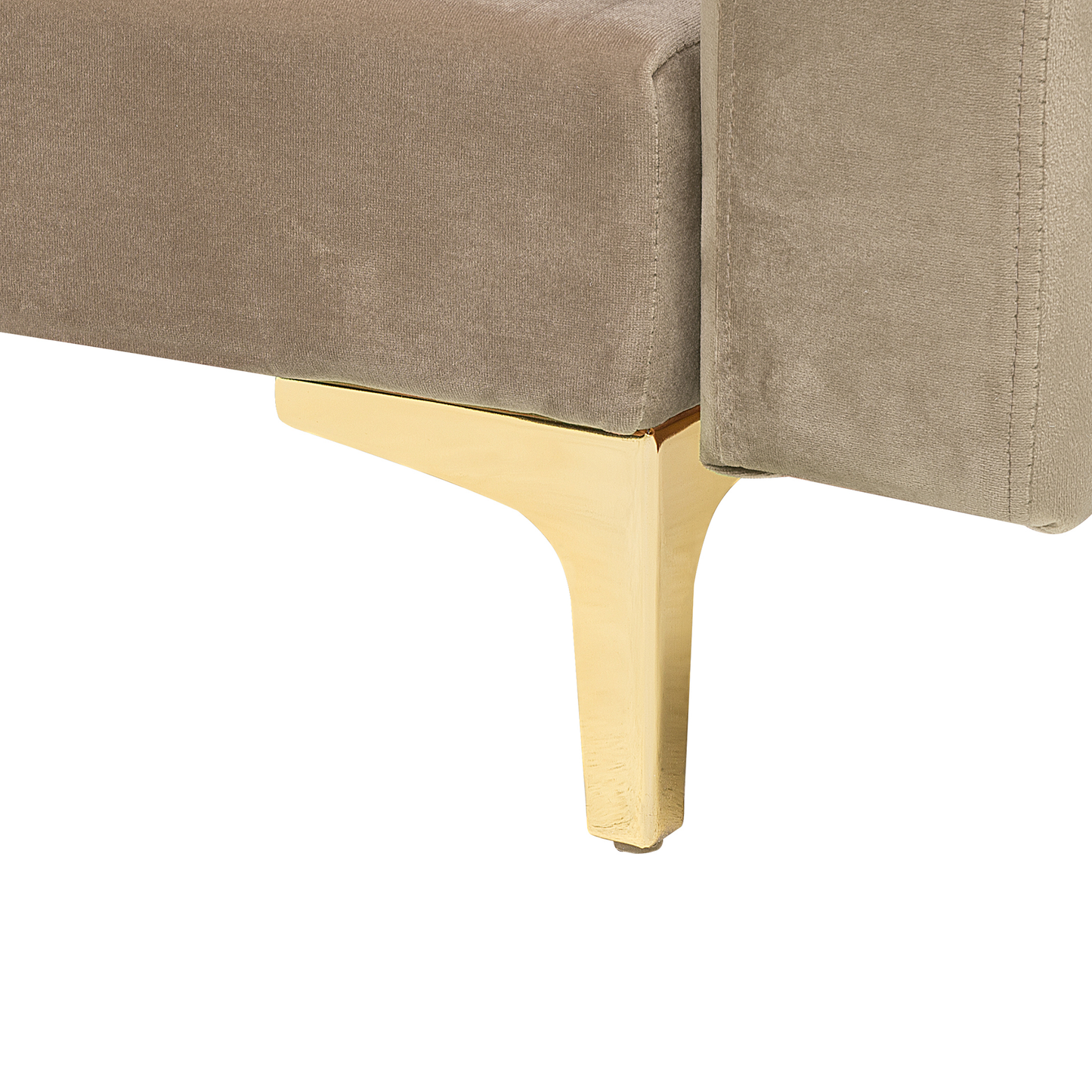 Schlafsofa Samtstoff sandbeige linksseitig mit Ottomane ABERDEEN
