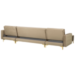Schlafsofa U-förmig Samtstoff sandbeige ABERDEEN