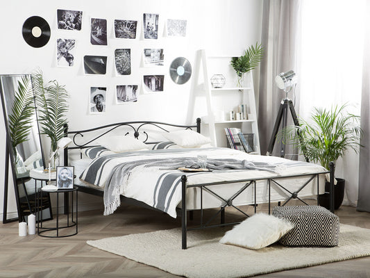 Bett mit Lattenrost Metall RODEZ 160 x 200 cm Schwarz