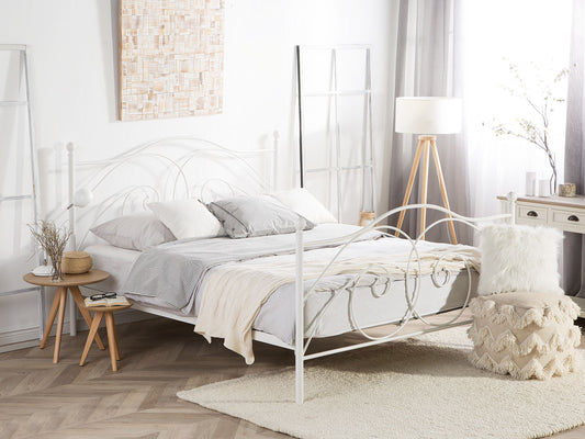 Bett mit Lattenrost Metall DINARD 160 x 200 cm Weiss