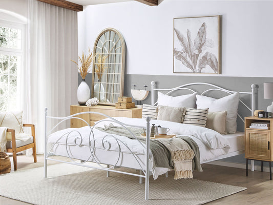 Bett mit Lattenrost Metall DINARD 180 x 200 cm Weiss