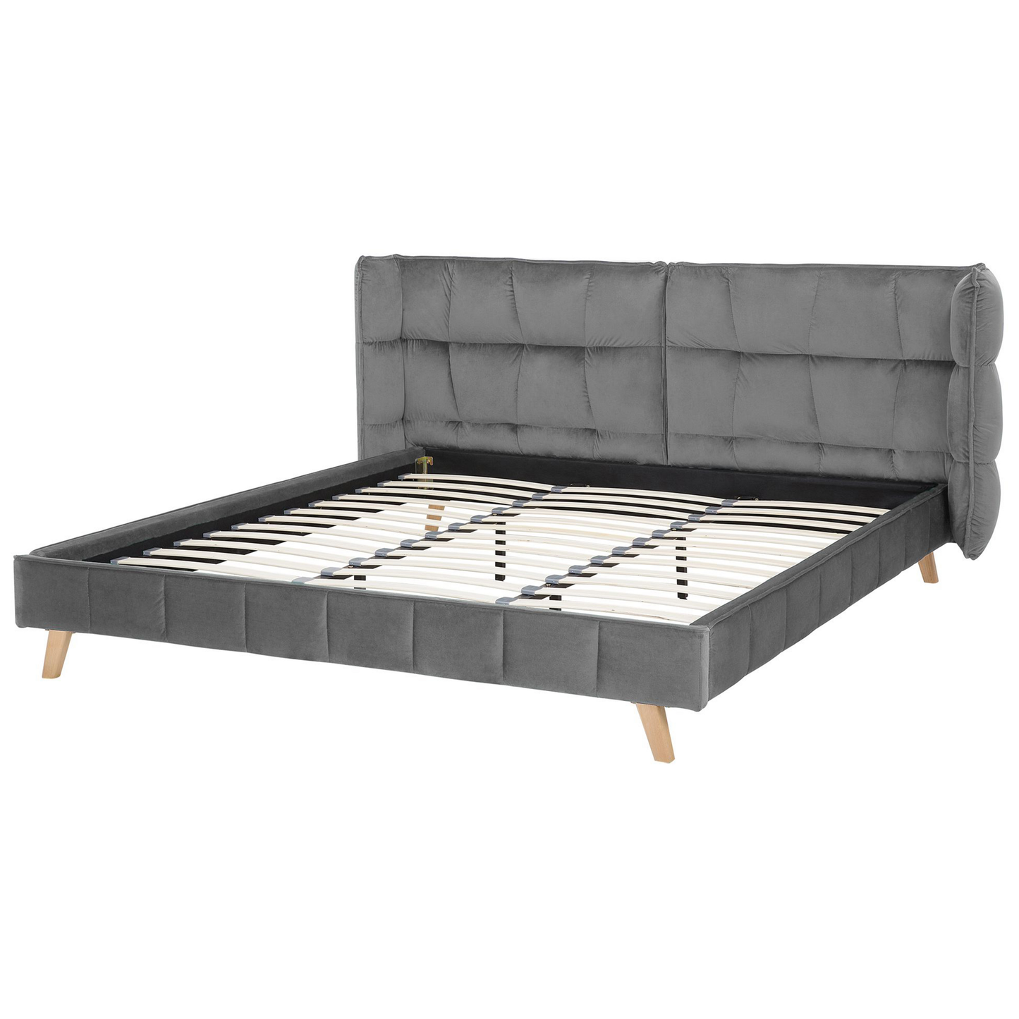 Bett mit Lattenrost Samtstoff SENLIS 180 x 200 cm Grau