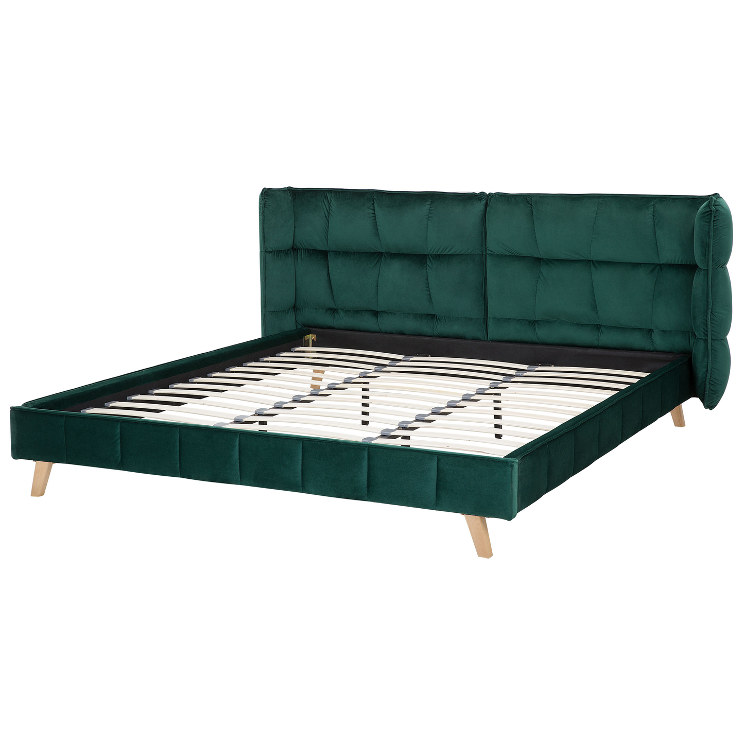 Bett mit Lattenrost Samtstoff SENLIS 180 x 200 cm Dunkelgrün