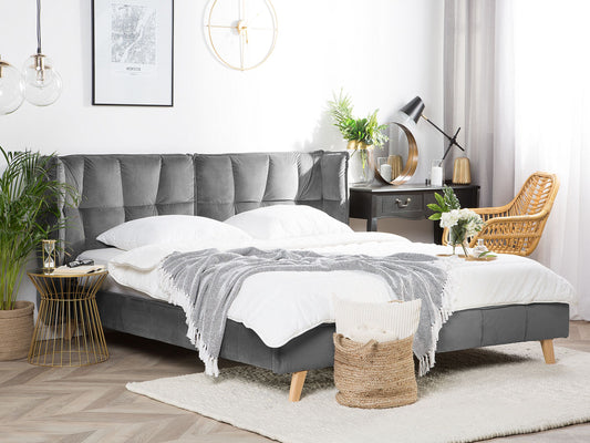 Bett mit Lattenrost Samtstoff SENLIS 160 x 200 cm Grau