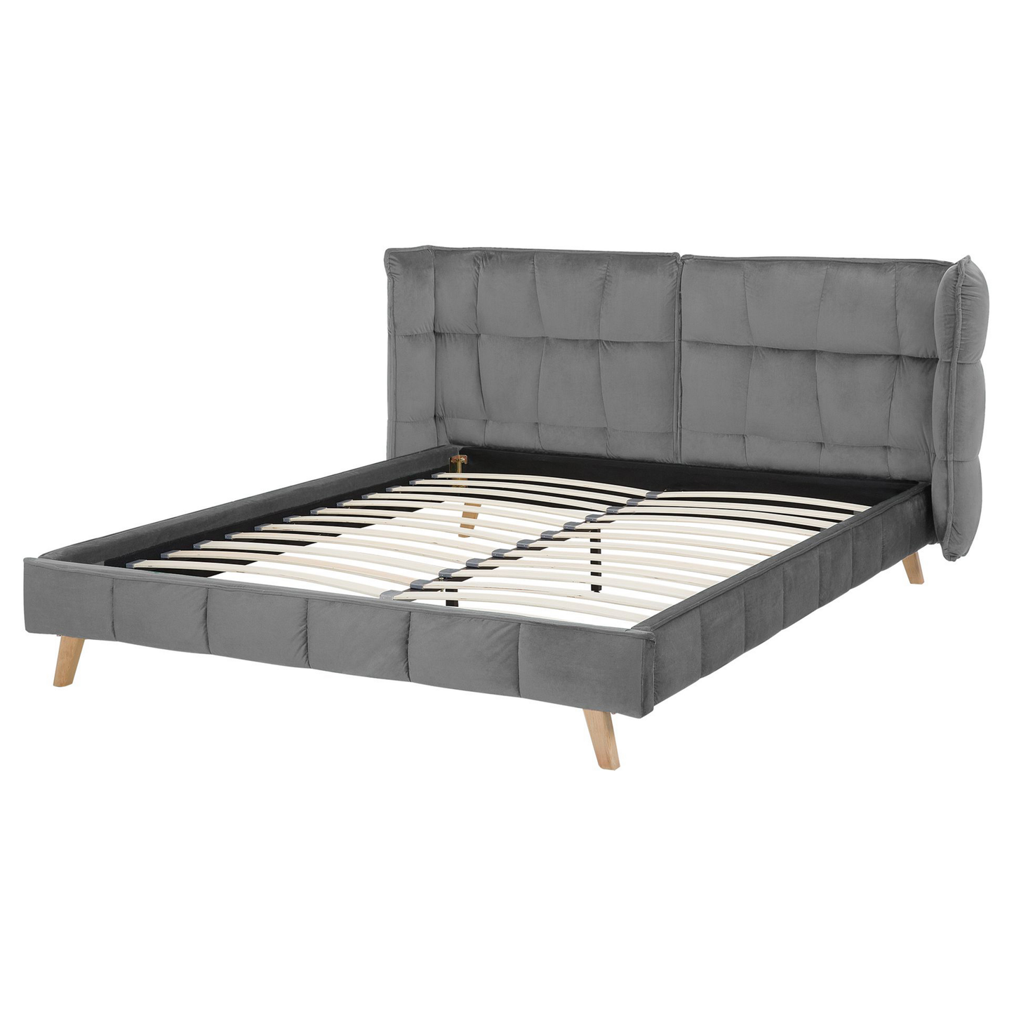Bett mit Lattenrost Samtstoff SENLIS 160 x 200 cm Grau