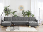 U-förmiges Sofa Samtstoff Universal Grau ABERDEEN