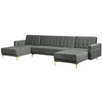 U-förmiges Sofa Samtstoff Universal Grau ABERDEEN