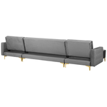 U-förmiges Sofa Samtstoff Universal Grau ABERDEEN