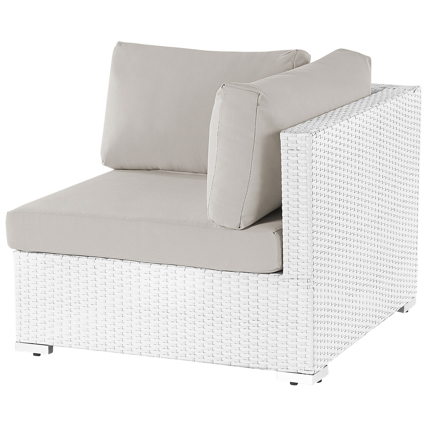 Garten Ecksofa mit Tisch 4-Sitzer SANO II linksseitig modular Polyrattan Weiss