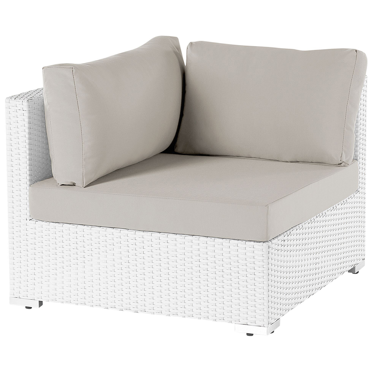 Garten Ecksofa mit Tisch 4-Sitzer SANO II linksseitig modular Polyrattan Weiss