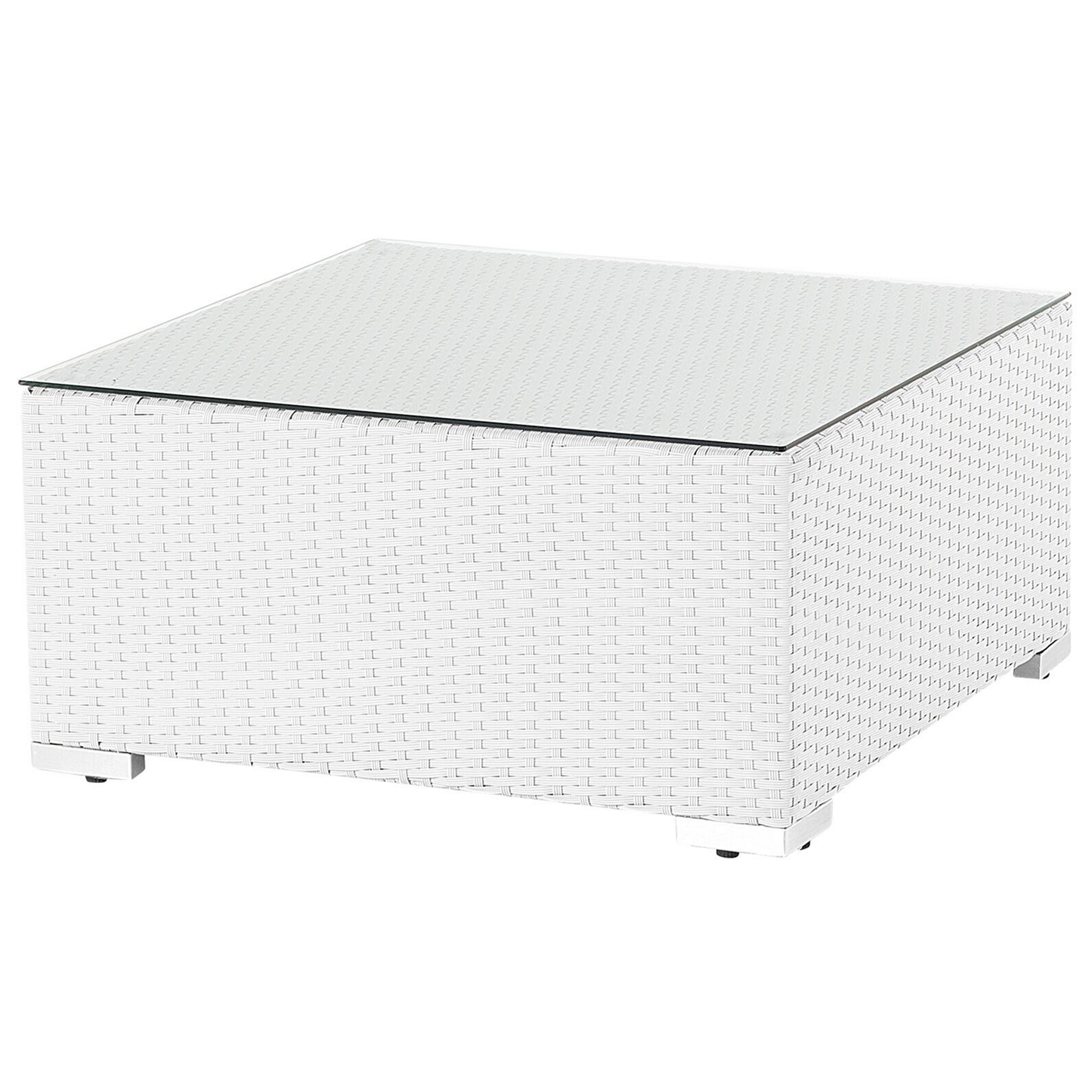 Garten Ecksofa mit Tisch 4-Sitzer SANO II linksseitig modular Polyrattan Weiss