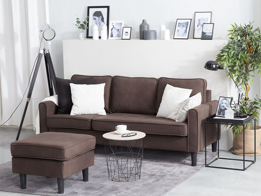 3-Sitzer Sofa braun mit Ottomane AVESTA