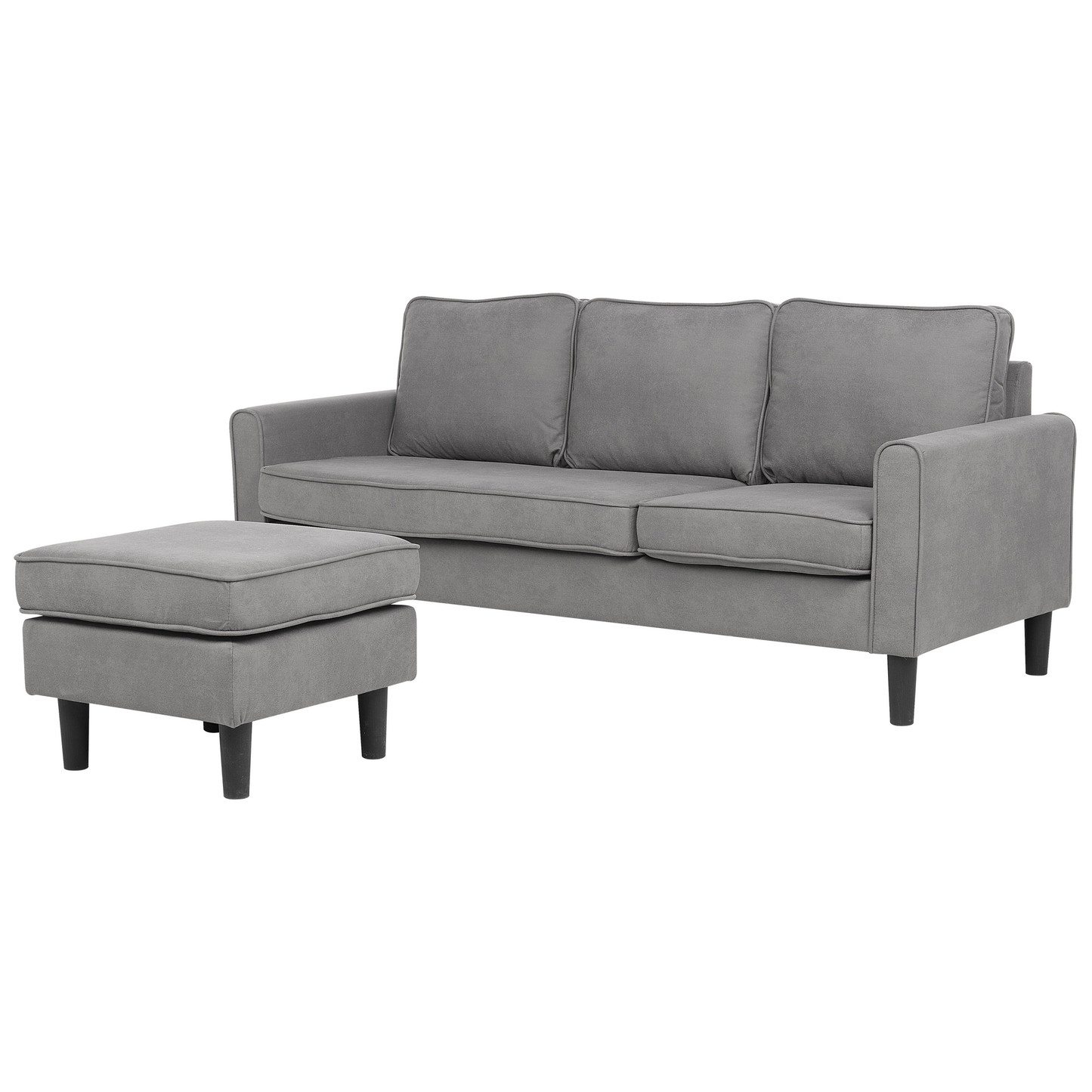 3-Sitzer Sofa hellgrau mit Ottomane AVESTA