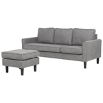 3-Sitzer Sofa hellgrau mit Ottomane AVESTA