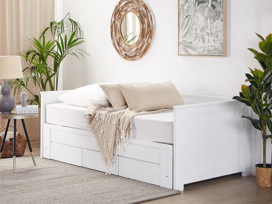 Bett mit Schubladen Holz CAHORS 90 x 200 cm Weiss