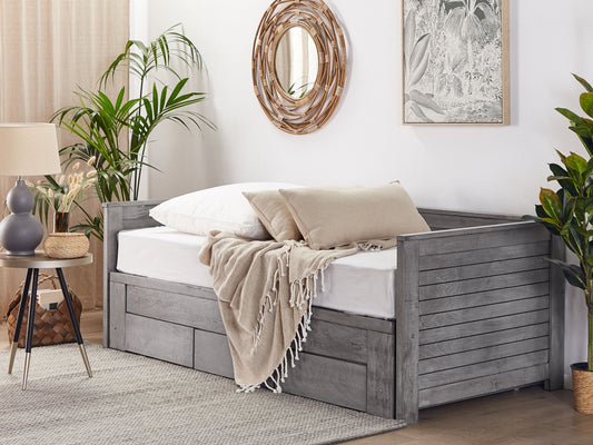 Bett mit Schubladen Holz CAHORS 90 x 200 cm Grau