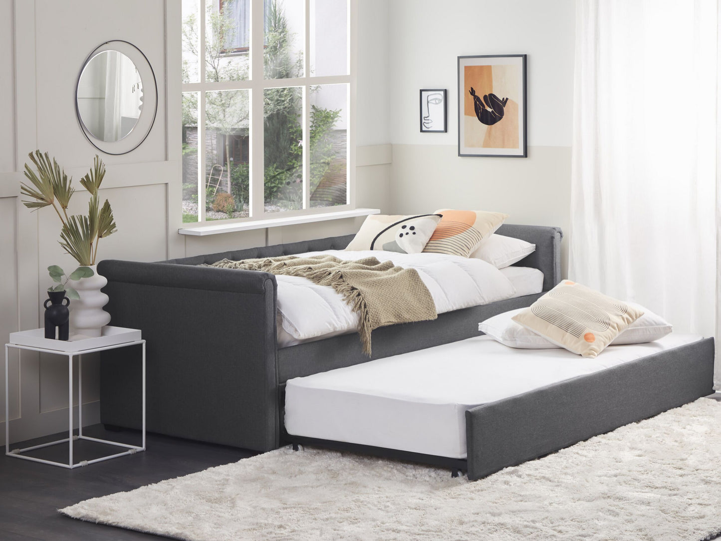Ausziehbett Stoff LIBOURNE 90 x 200 cm Dunkelgrau