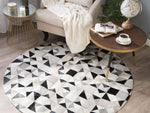 Teppich Kuhfell grau / schwarz ⌀ 140 cm Patchwork Kurzflor KIRKLAR