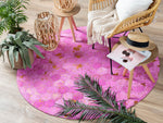Teppich Kuhfell rosa ⌀ 140 cm Patchwork Kurzflor ZEYTIN